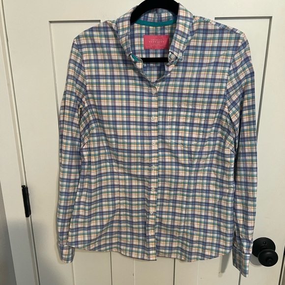 Charles Tyrwhitt Tops - Charles Tyrwhitt Women’s Semi-Fitted Plaid 100% Cotton Button Down Shirt Size 10